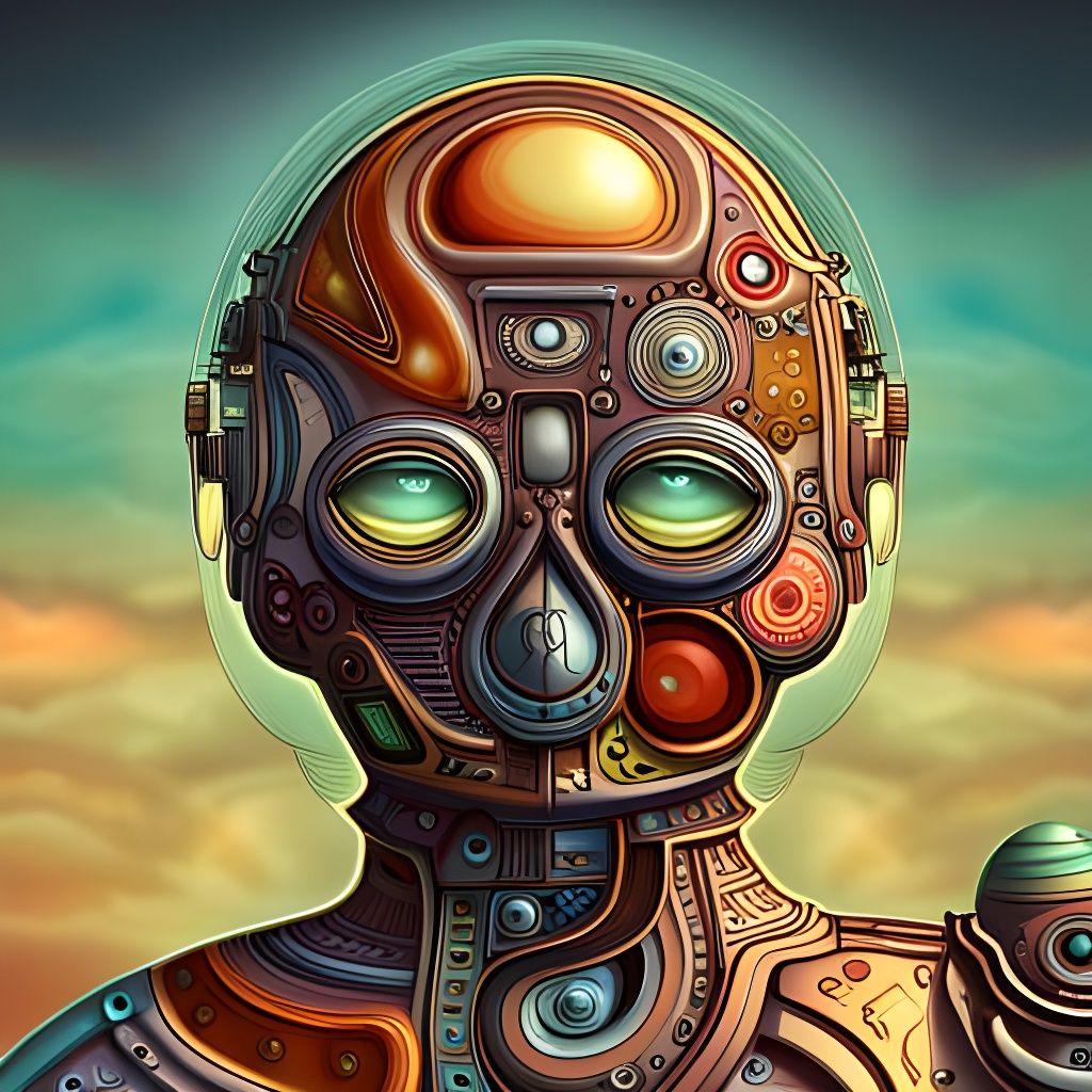 Microscopic Steampunk Chatbot: Intricate Molecular Machine