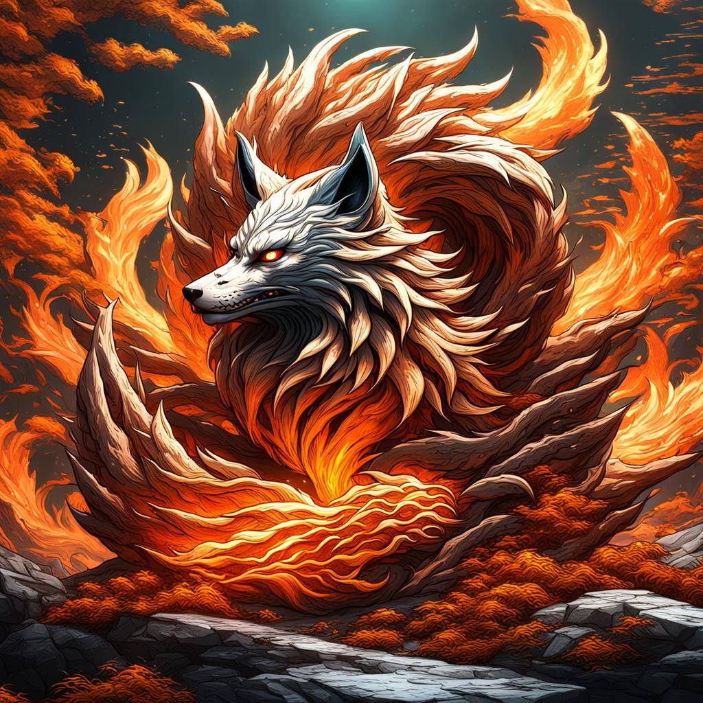 Fantastical Nine-Tailed Fox Concept Art