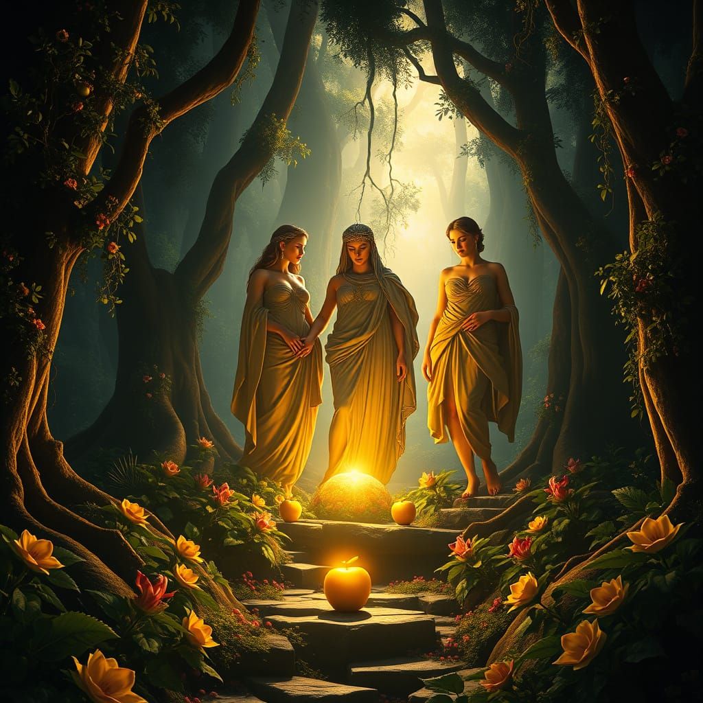 Ethereal Goddesses of El Juicio de Paris in Mystical Ancient...