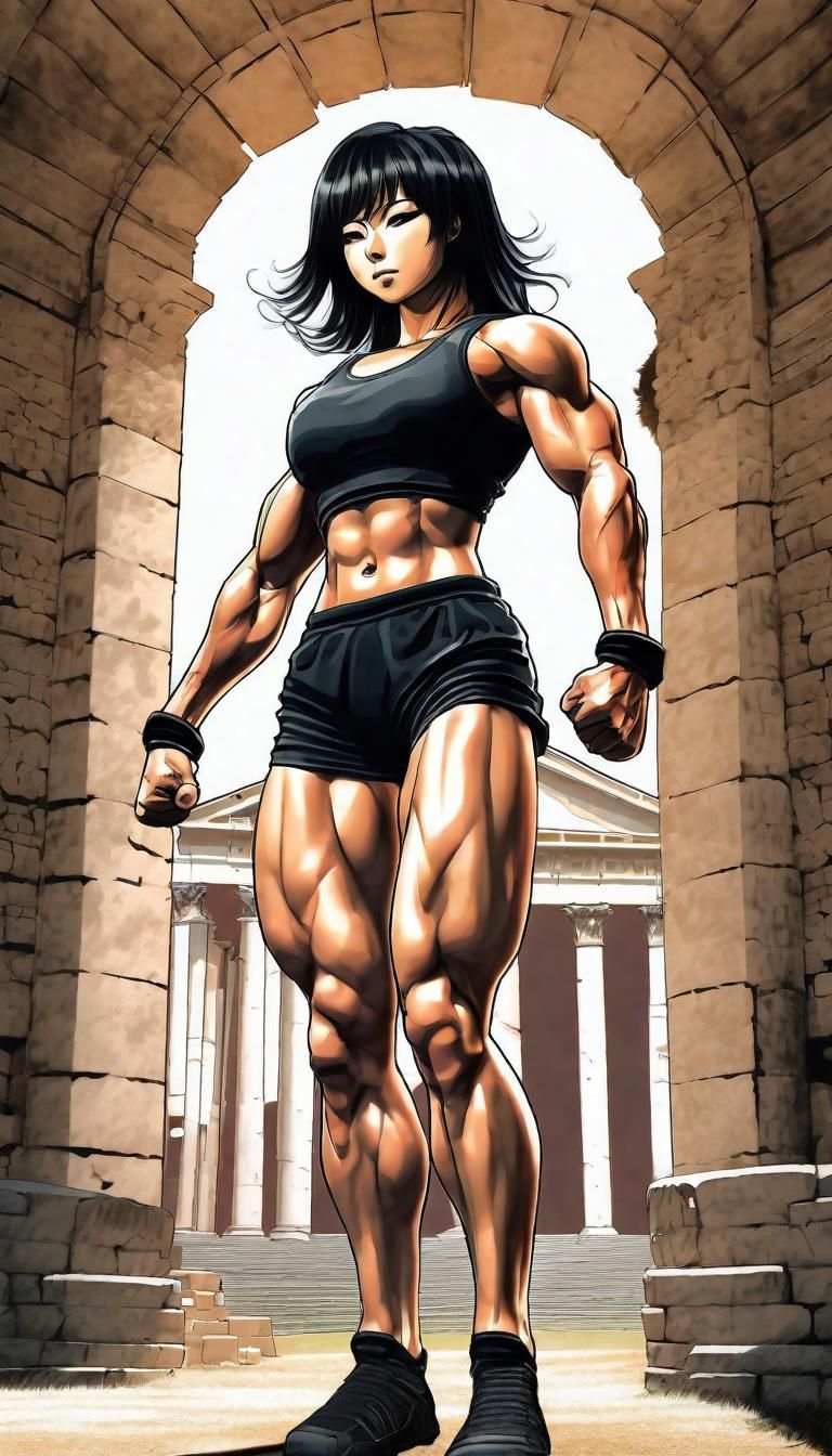 Manga Portrait: Japanese Bodybuilder in Roman Arena