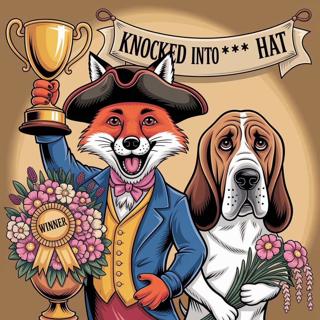 Fox's Triumphant Win Displayed in Caricature Style