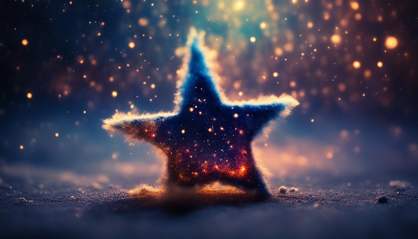 Lonely Star Shines in Dark Space as Abstract Art