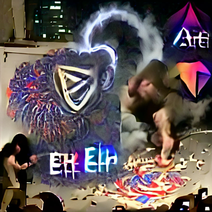 Ape Smashes High Striker, Ethereum Logo Fireworks Chalk Art