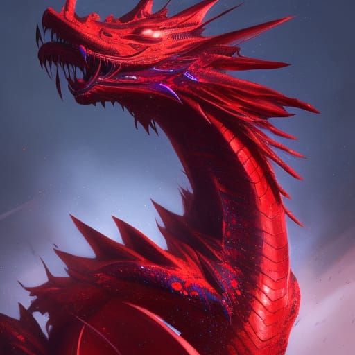 Glitter Dragon in Dark Fantasy Art Style