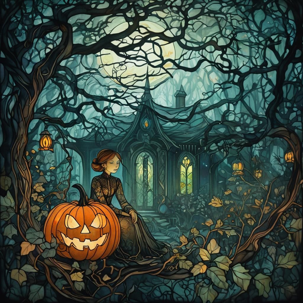 Girl in Pumpkin: Palekh Painting Style