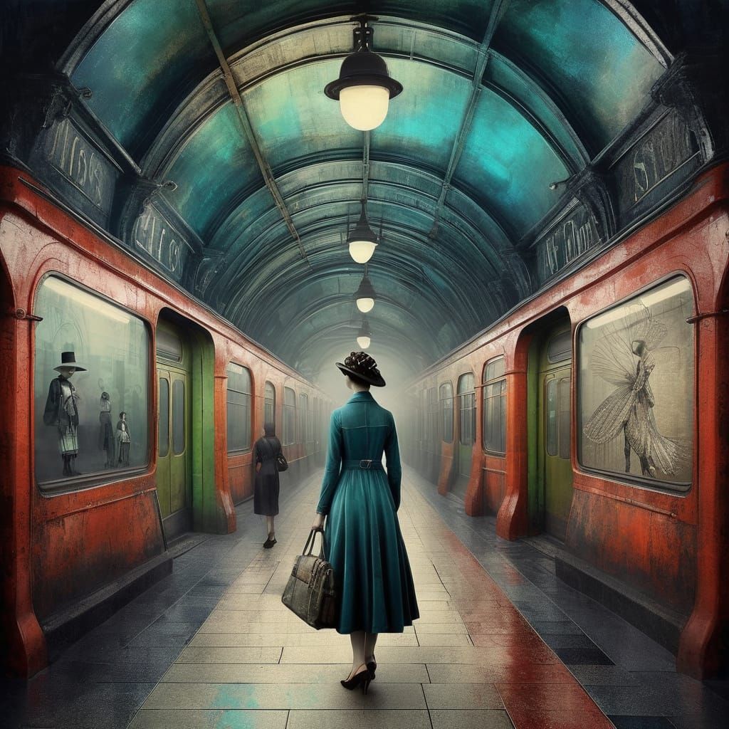 Mysterious Subway Station in Fusion Art Style