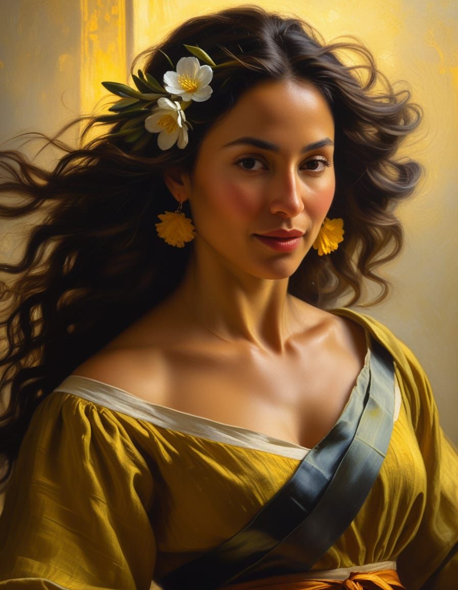 Romantic Realism: Woman Dancing as Oil Painting