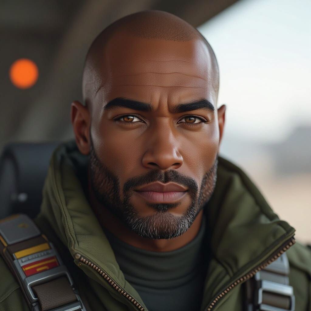 Realistic Portrait of an African American BattleTech Pilot