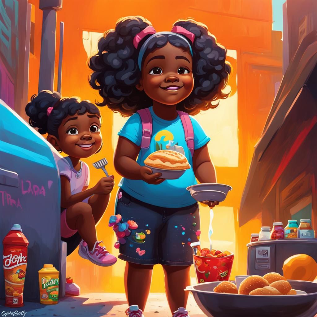 Graffiti Art: Girl's Special Breakfast with Mom