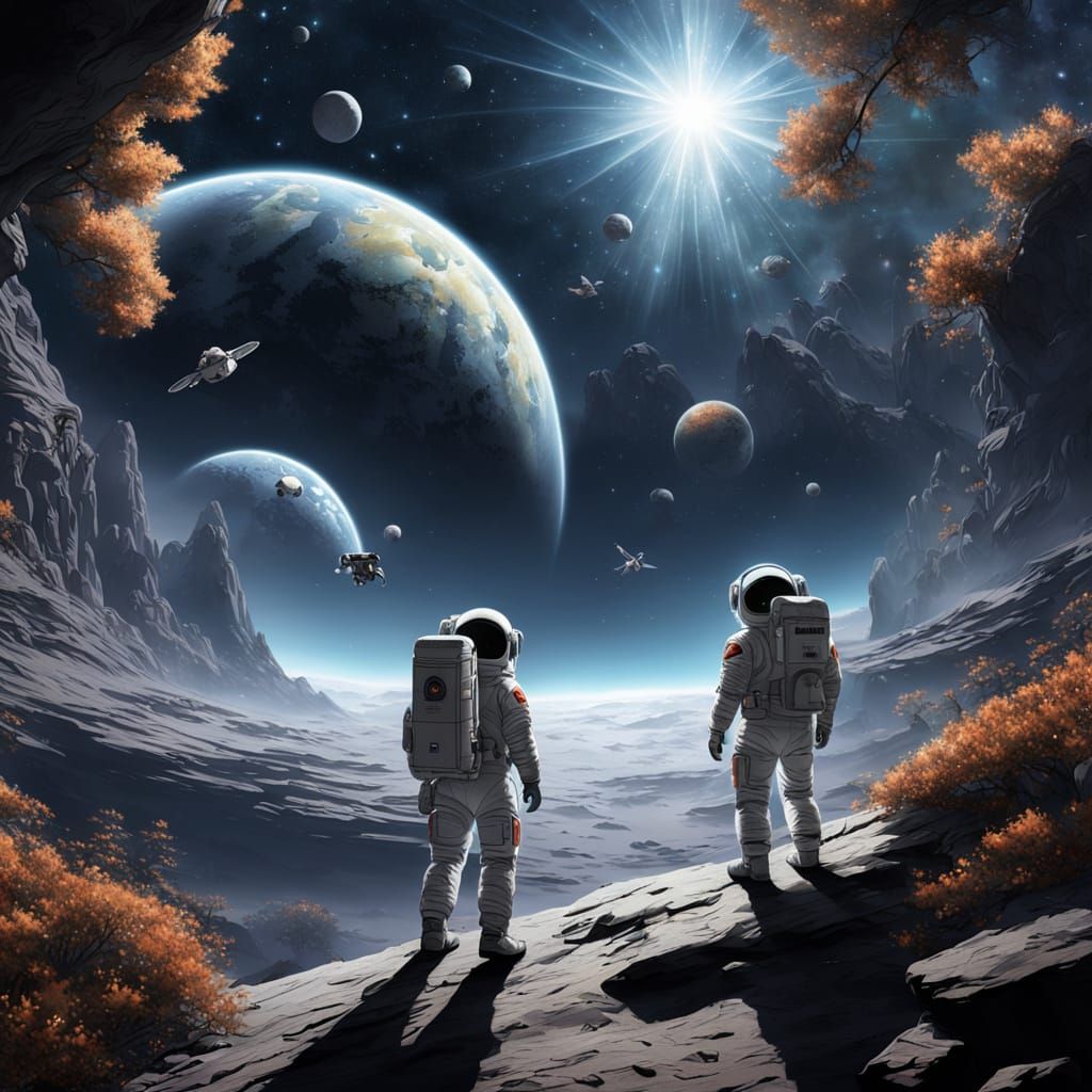 Astronauts Exploring Realistic to Dreamy Worlds