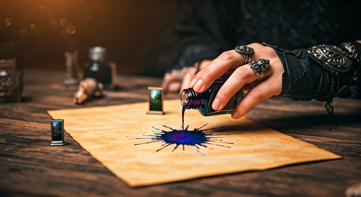 Magical Ink Portals in a Witch's Study