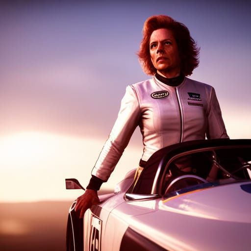 Janet Guthrie in Car: Detailed Matte Painting