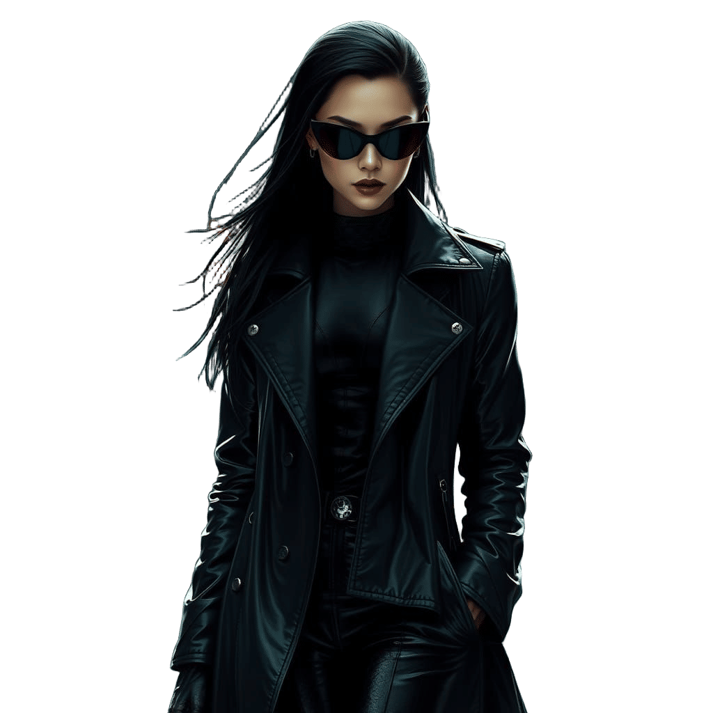 Matrix-Inspired Woman in Dark Sunglasses