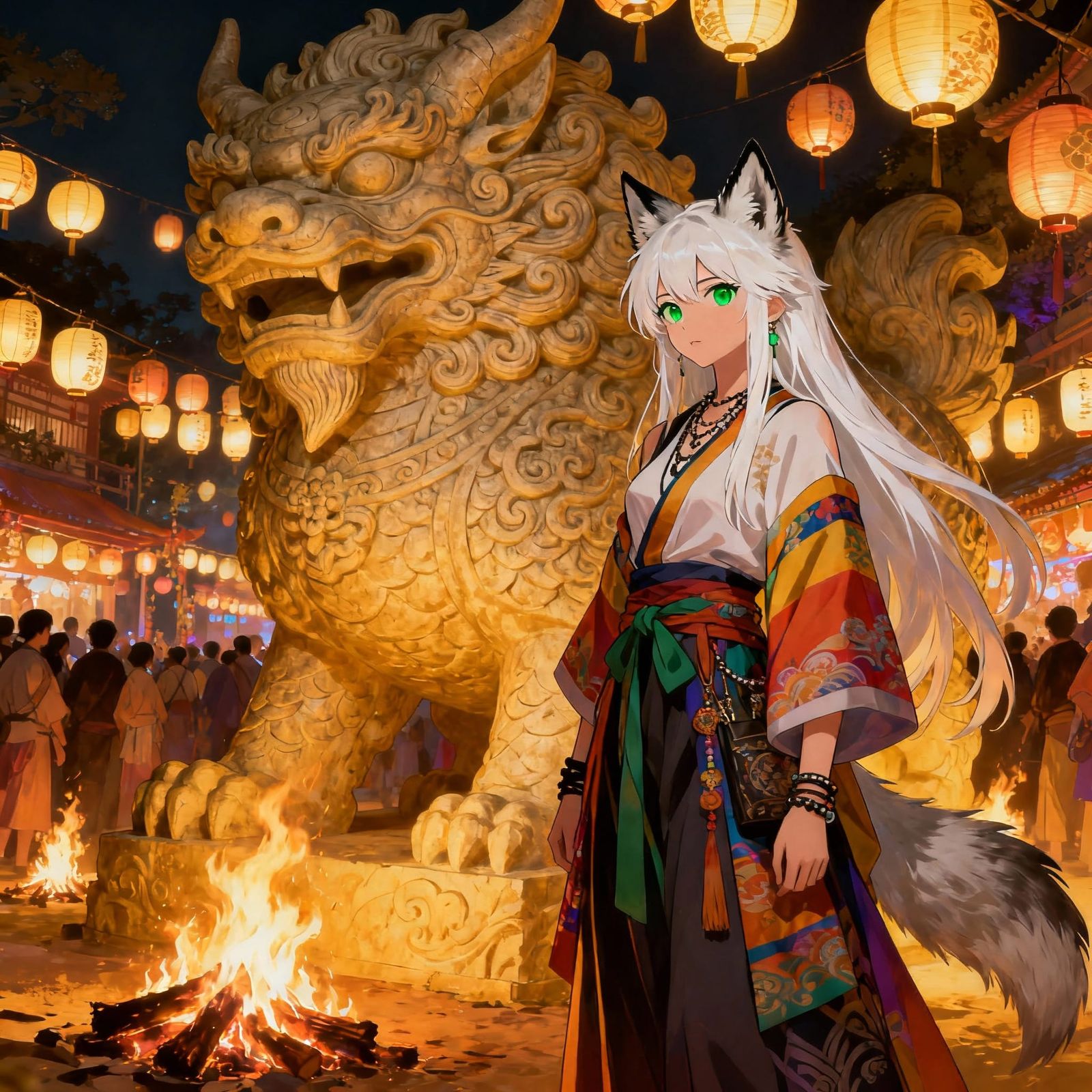 Festival Spirit Embodied by Woman with Wolf Features