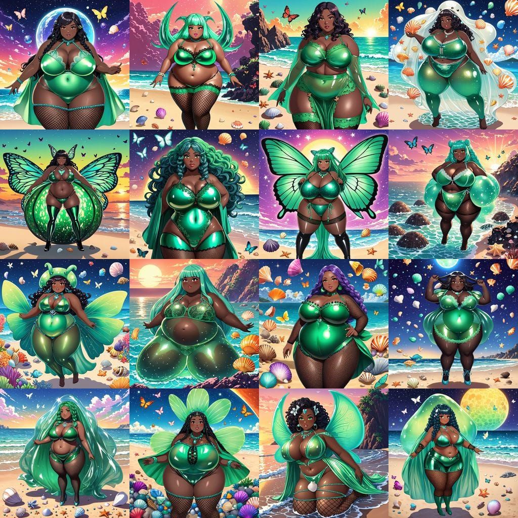 African Goddess on Alien Beach with Braided Hair