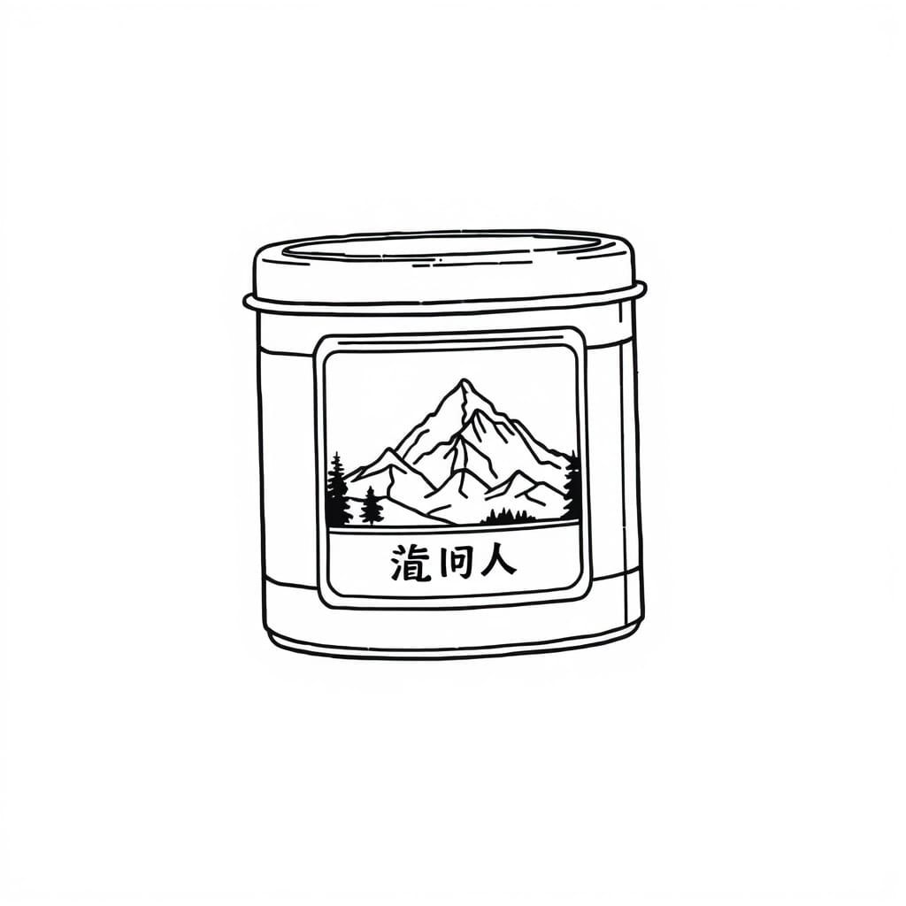 Antique Varnish Tin Tattoo Design with Mountains