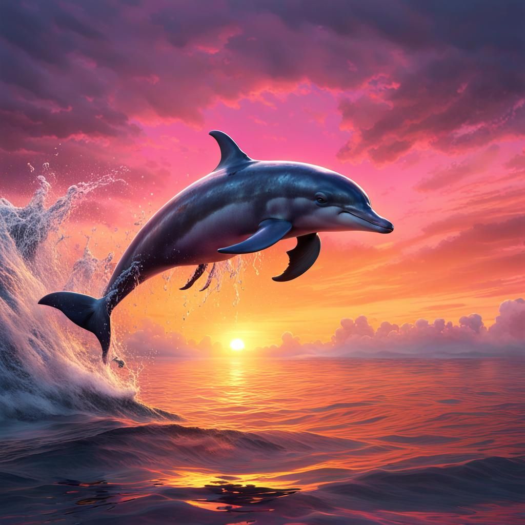 Dolphin Sunset: Realistic, Magical, and Peaceful Scene