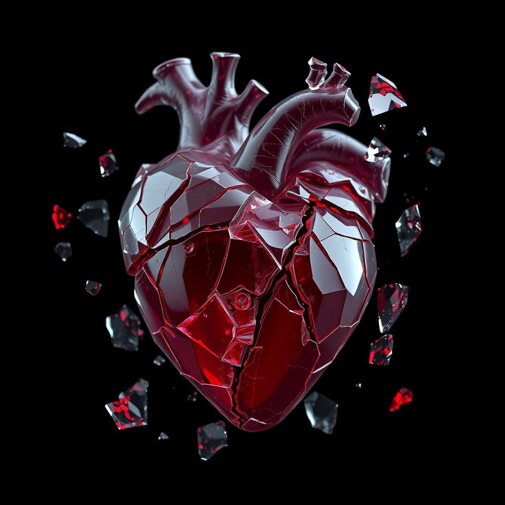 Shattered Heart in Velvet Black