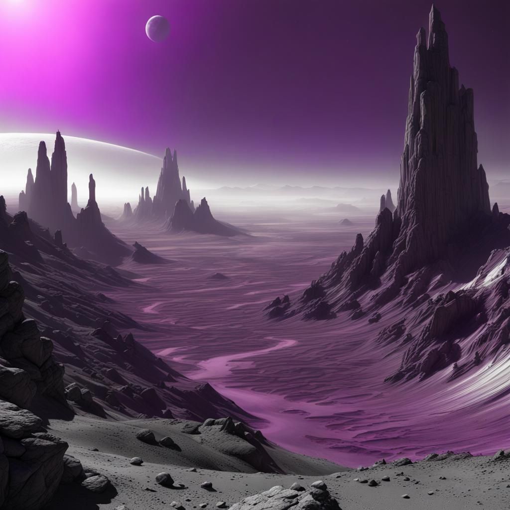 Luminescent Purple Haze on Barren Alien Planet