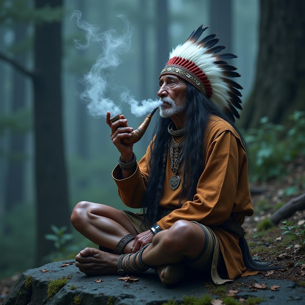 Native American Elder Dreams of Harmony