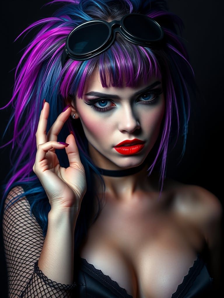 Cybergoth Goddess in Dark Futuristic Elegance