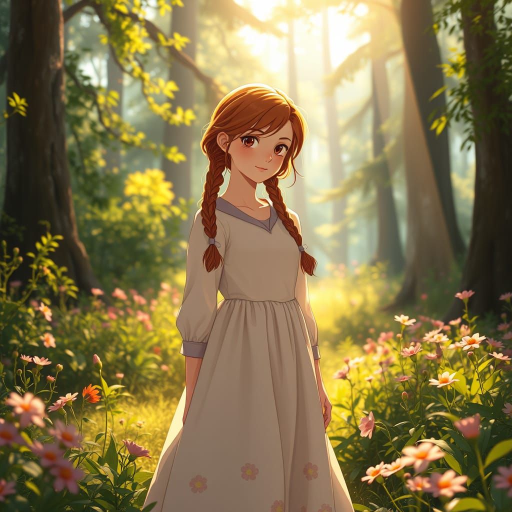 Whimsical Anne Shirley in Enchanted Forest
