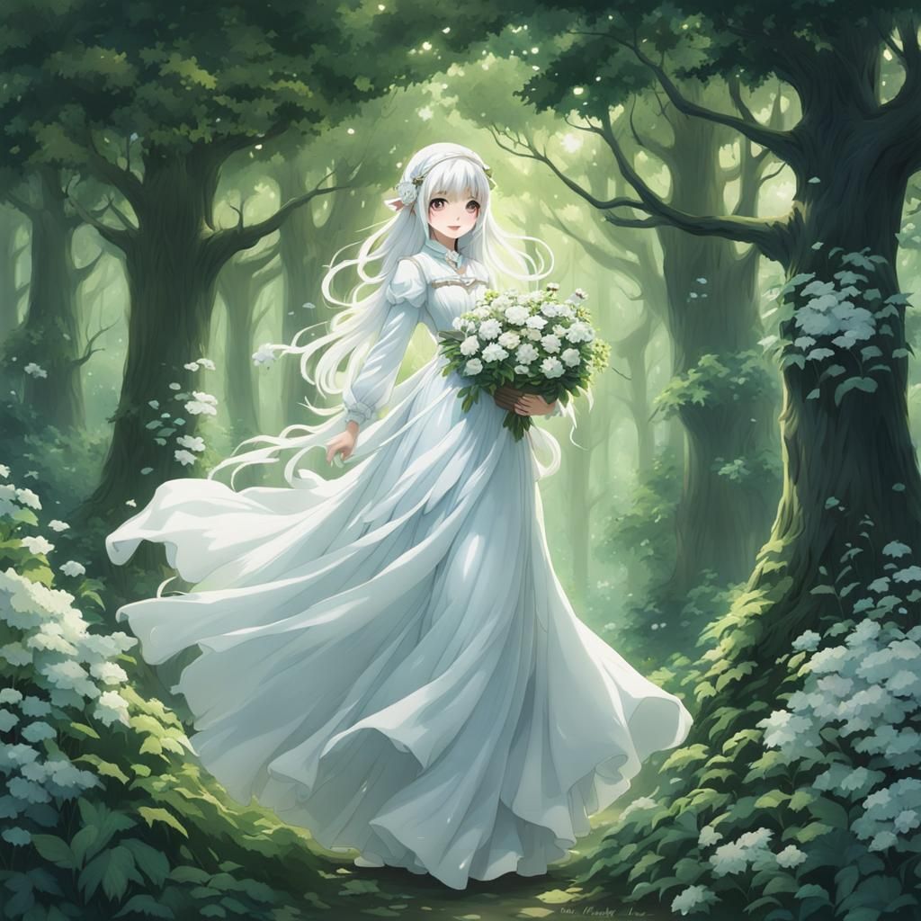 Cheerful Maiden Ghost in Summer Glade, Anime Style