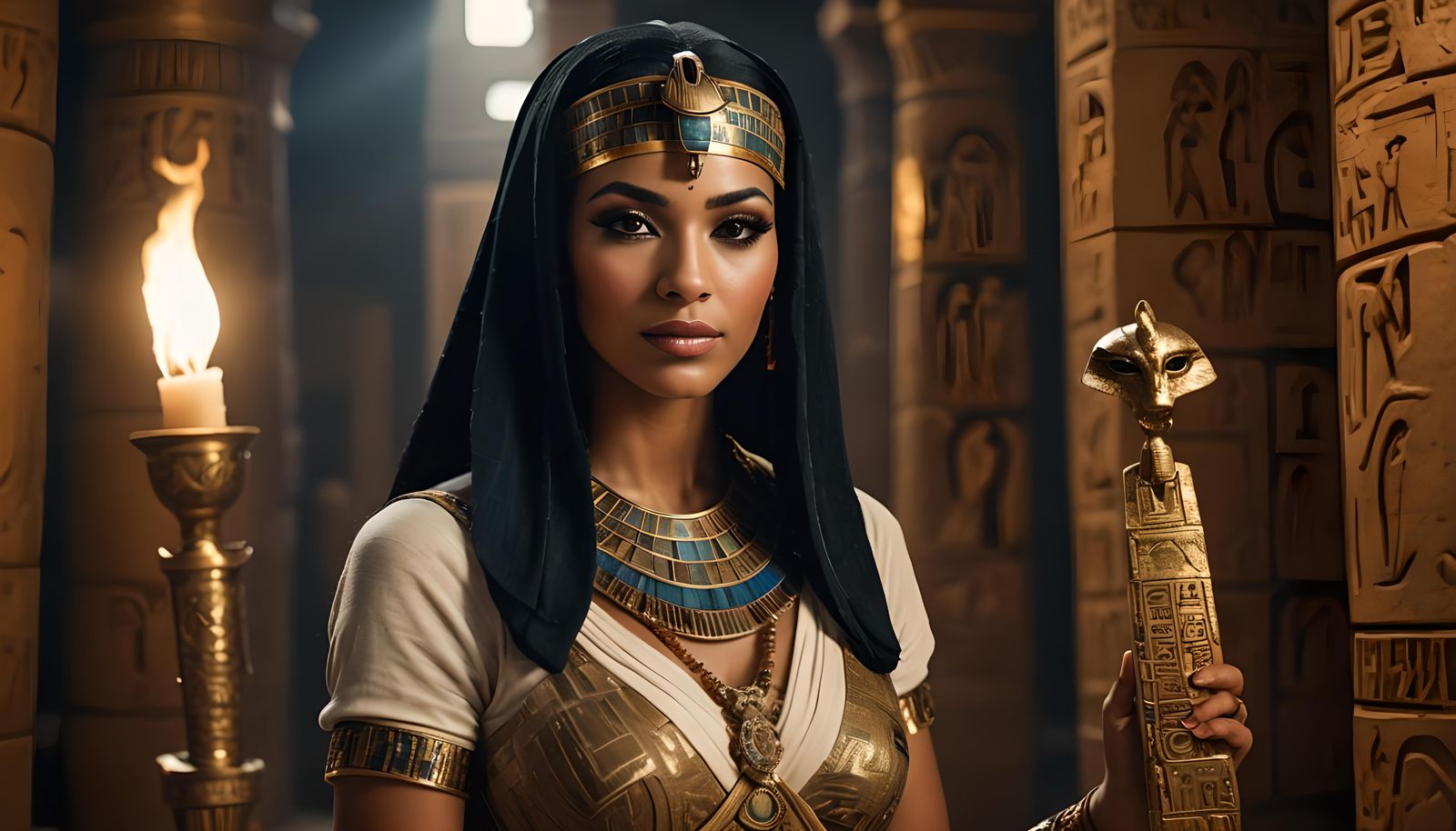 Beautiful Woman in Ancient Egyptian Tomb