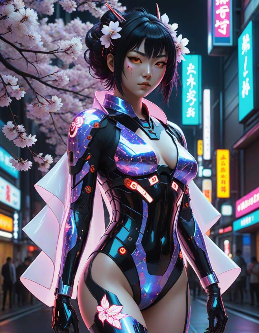 Cyberpunk Goddess of the Neon Sun