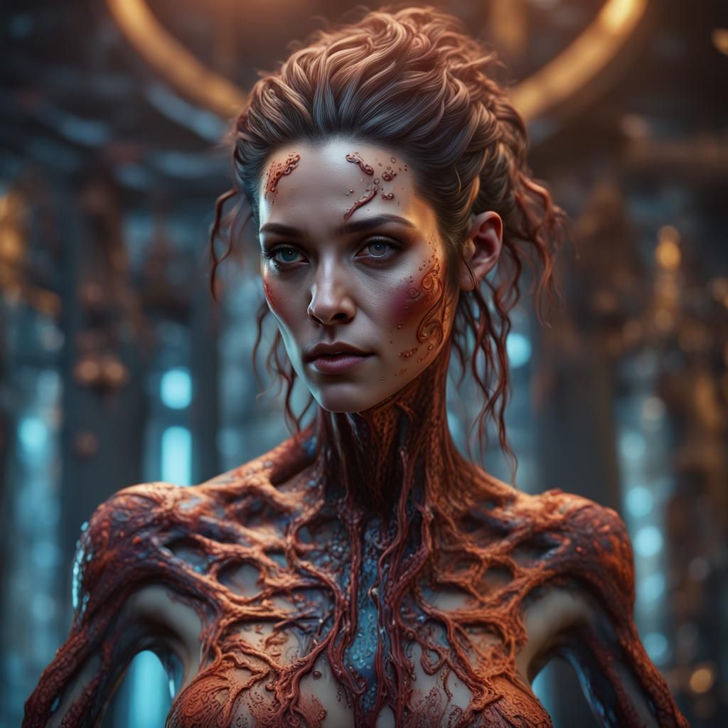Detailed Matte Painting of an Artificial Woman