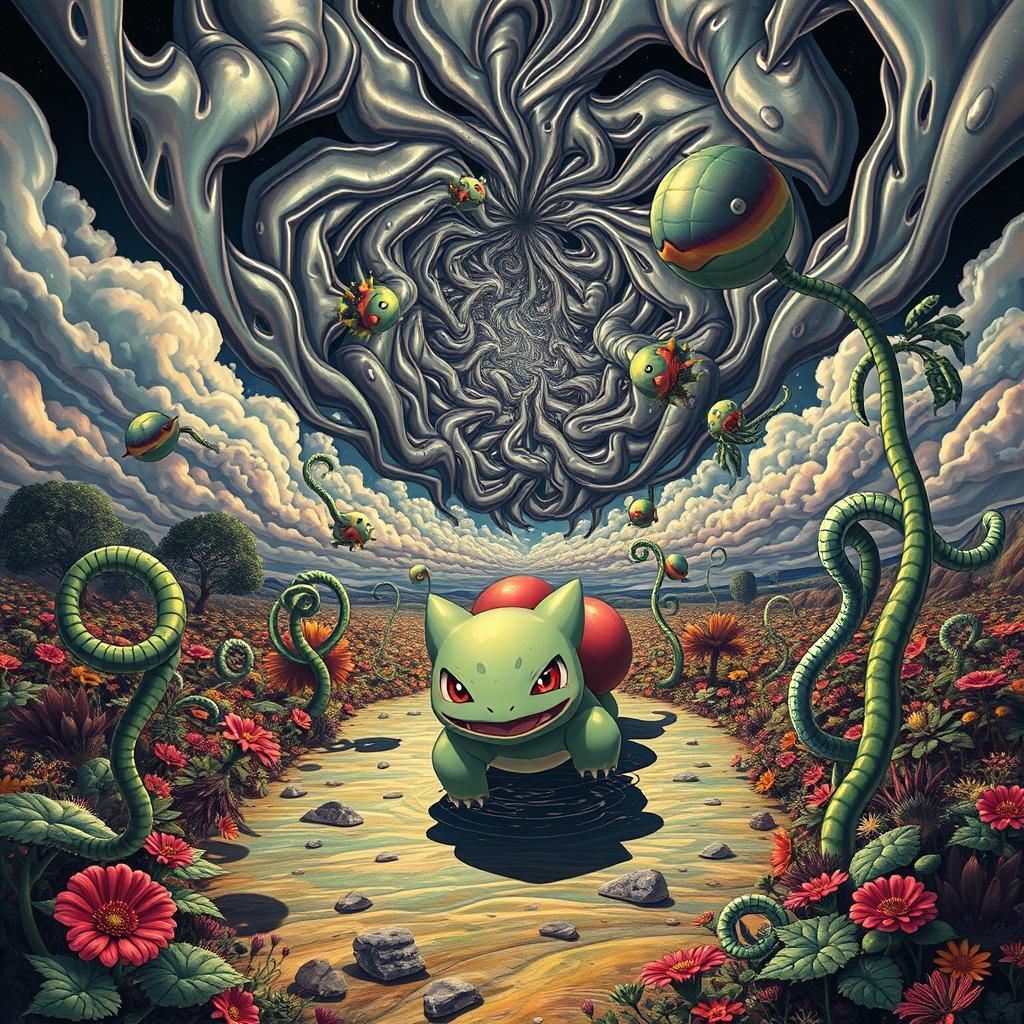 Elastic flora stretching and twisting in a vast surreal land...