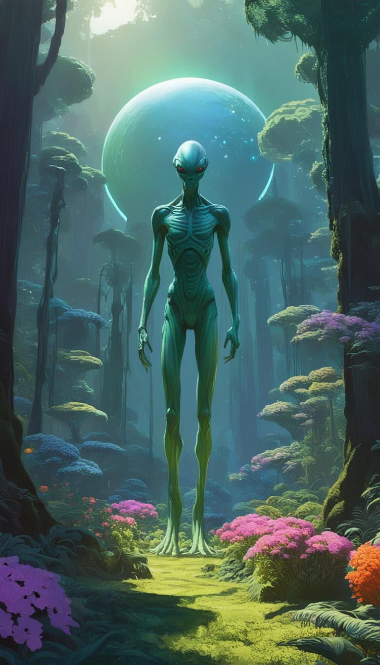 Alien Jungle Planet Concept Art in Sci-Fi Style