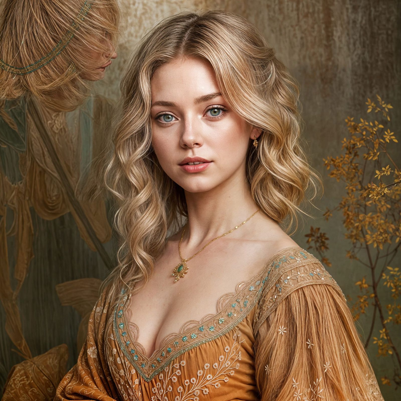 Ethereal Portrait of Woman in Vintage Gown