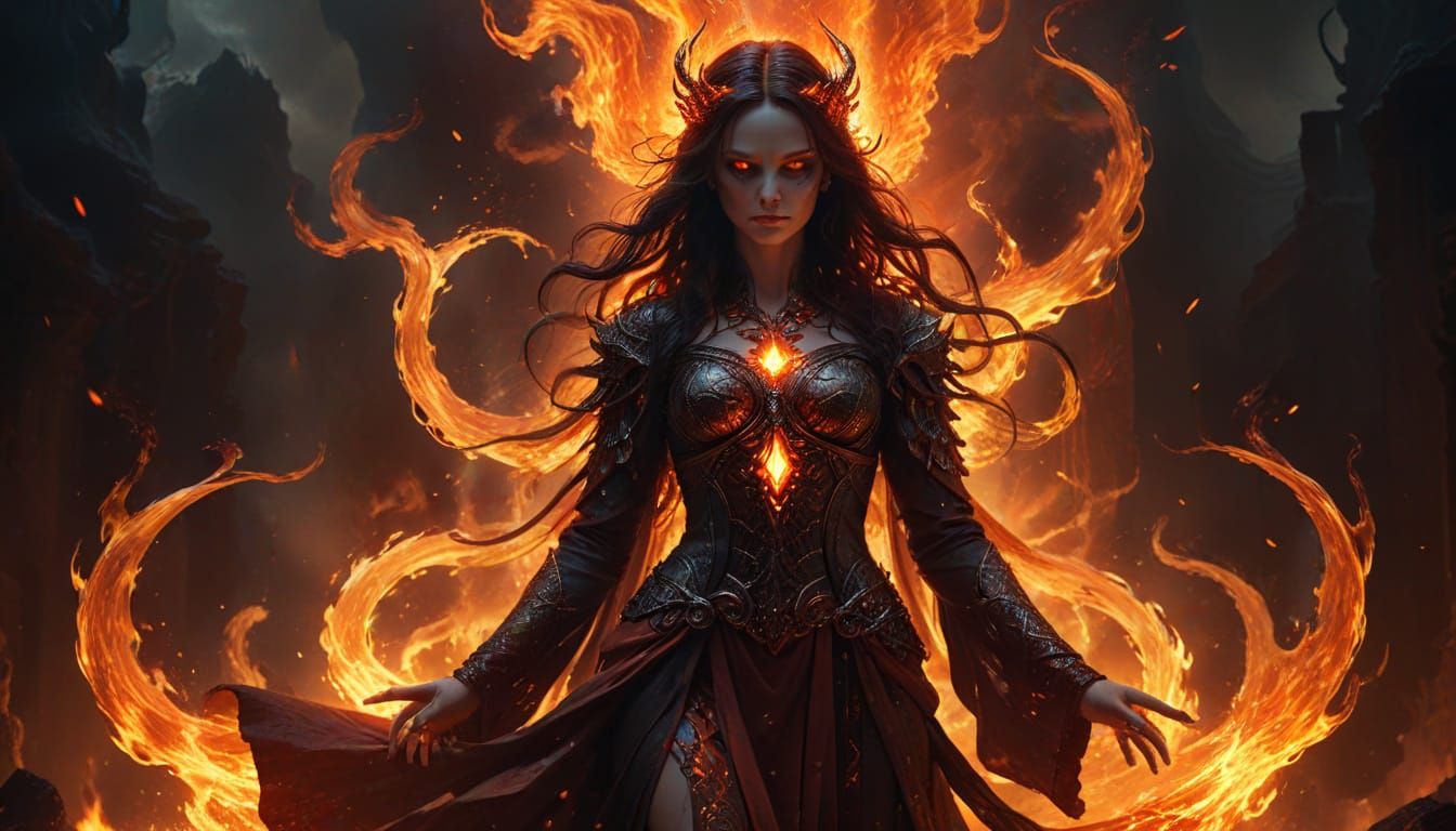 Goddess of Hell in Fiery Realm Concept Art