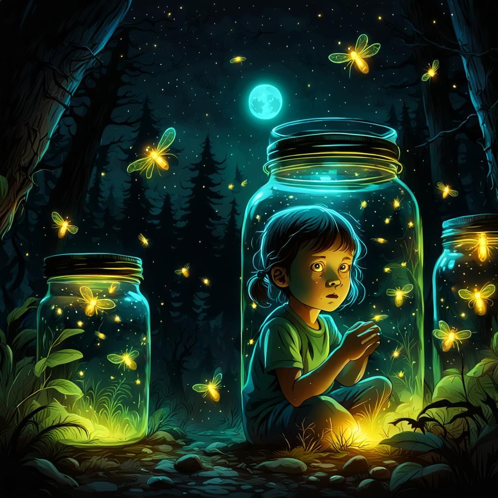 Neon Horror: Fireflies Trapping Children