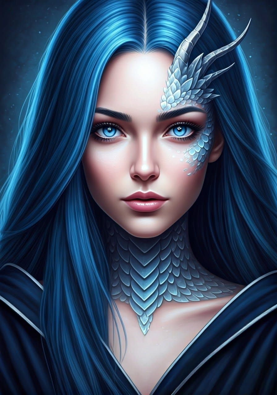Dragon Woman Portrait in Ethereal Style