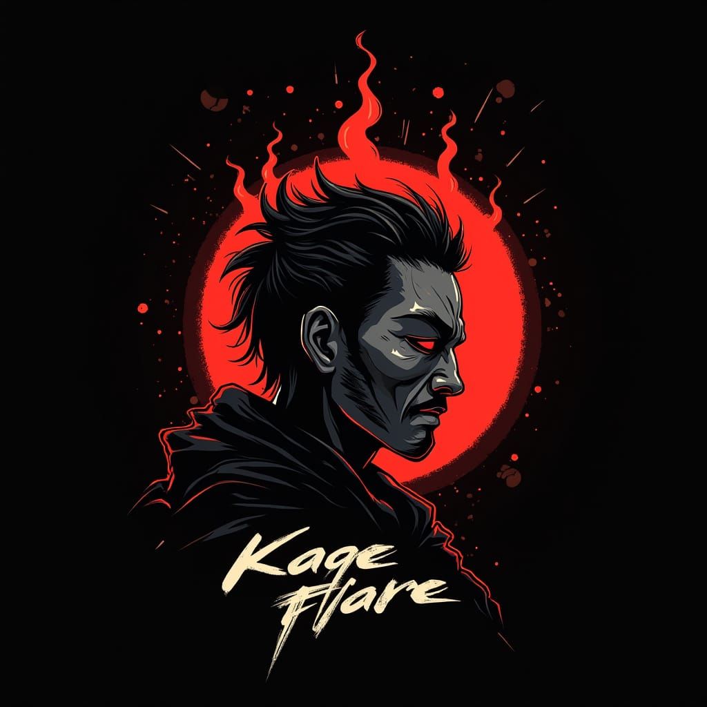 Cyberpunk Japanese Logo Design: Yin and Yang Fusion with Oni...