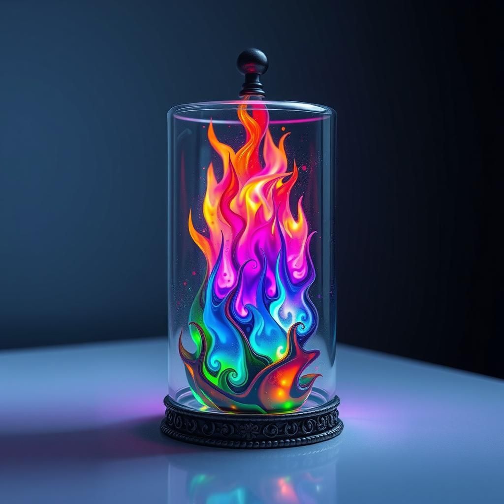 Abstract Flames in Glass Cylinder: Splash Art