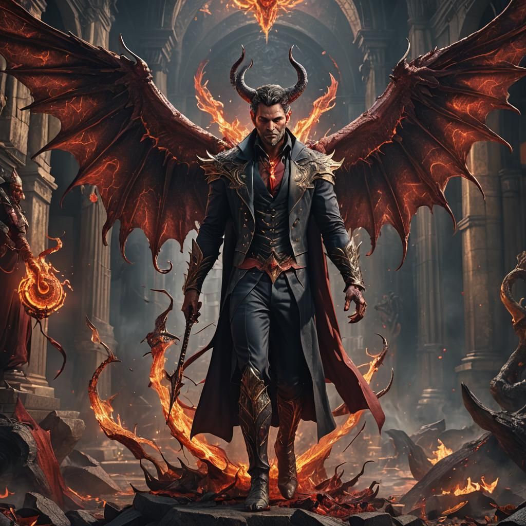 Handsome Lucifer Full Body Fantasy Concept Art