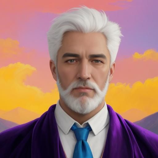 Elegant Man in Purple Robe, Impressionist Oil Painting