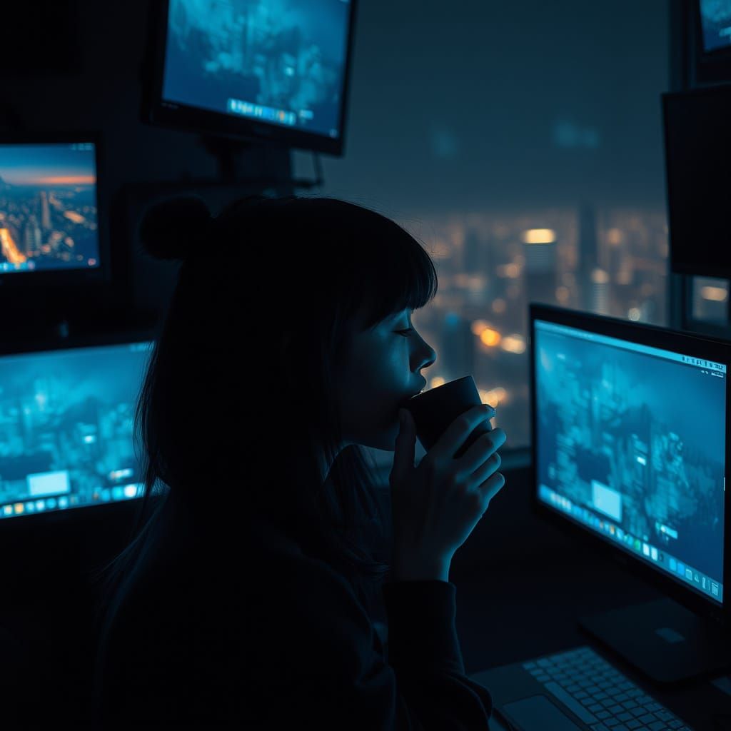 Mysterious Woman in a Dimly Lit Room