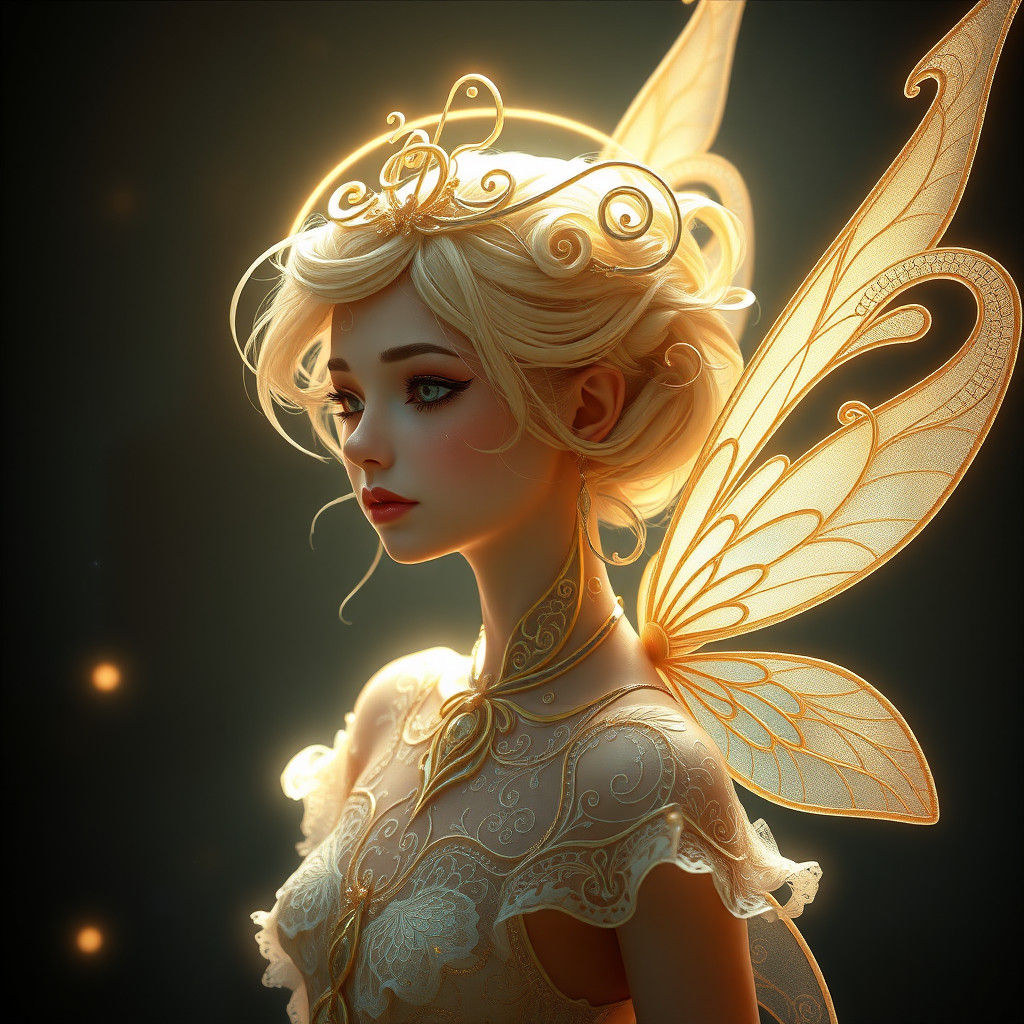 Ethereal Pixie Portrait in Art Nouveau Style