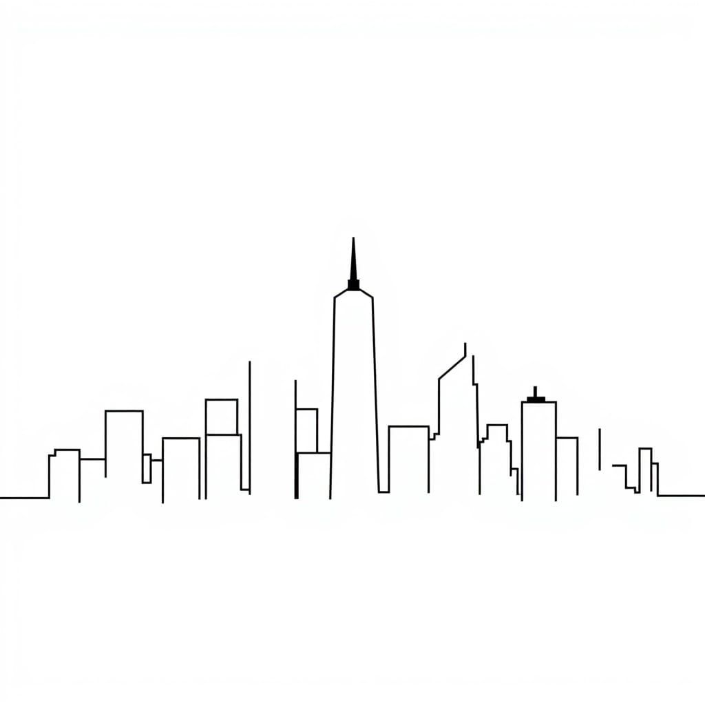 Skyscraper Skyline in Picasso's Cubist Style