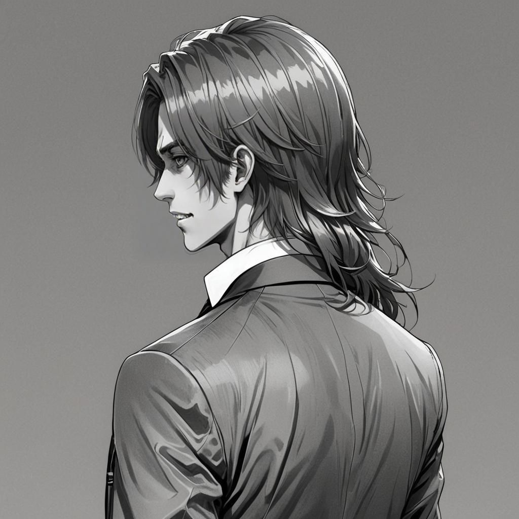 Vampire Gentleman in Anime Pencil Sketch Style