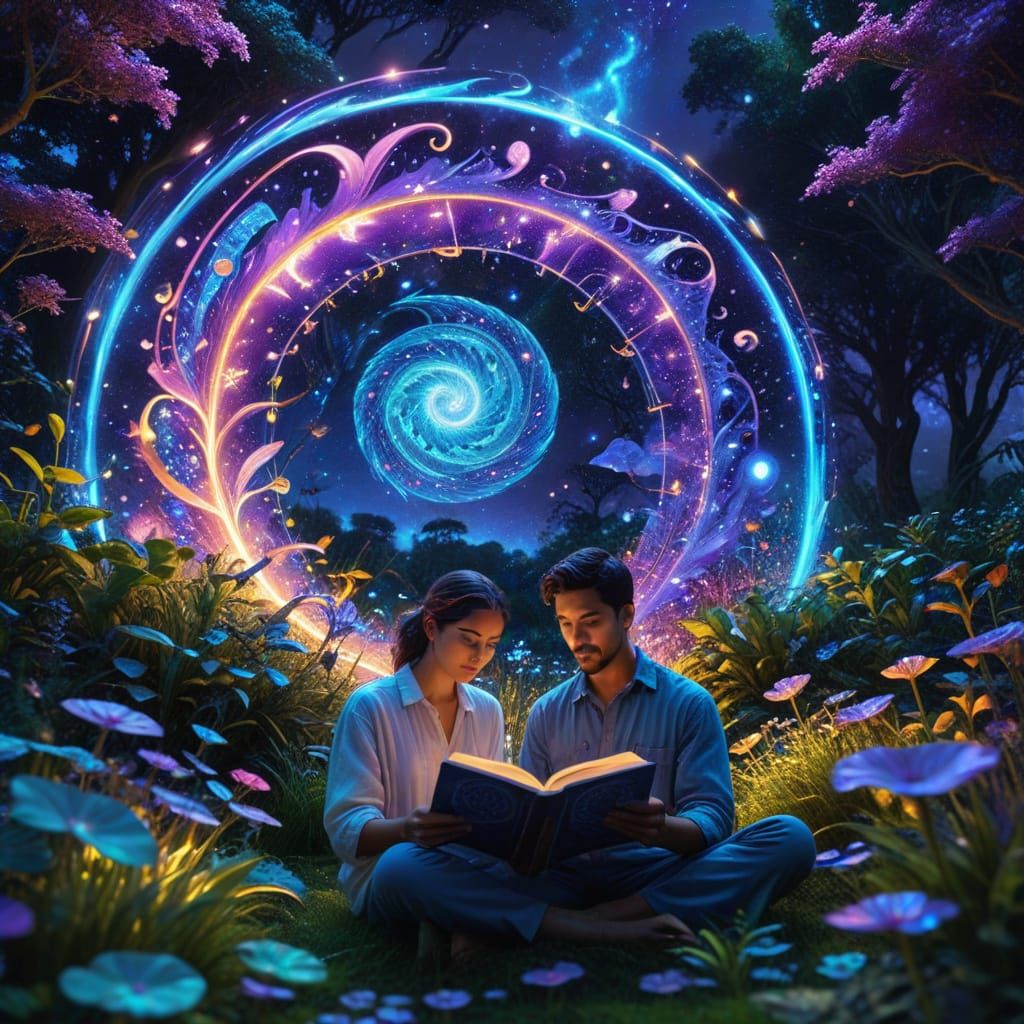 Astral Cosmic Reading in a Lush Garden