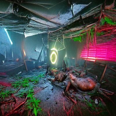 Abstract Tortured Soul in Neon 3D