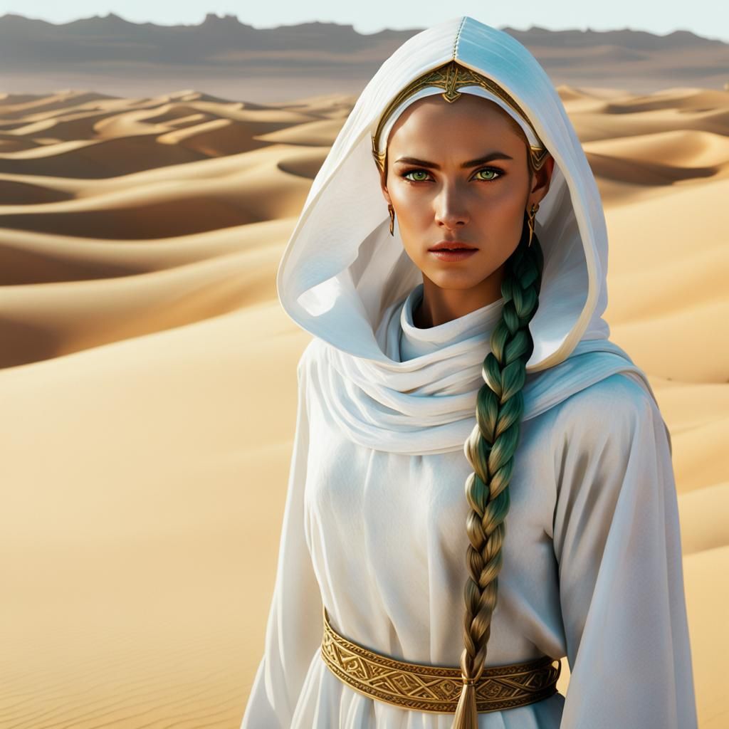 Fierce Arabic Woman with Horse in Desert Film Still