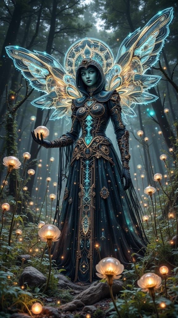 Steampunk Angel with Stained Glass Wings in Art Deco Gothic ...