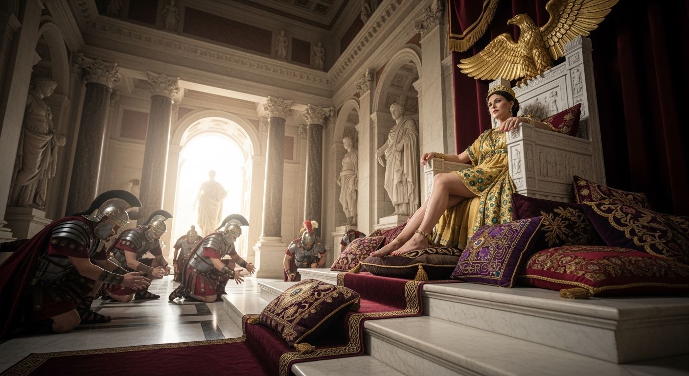 Empress Messalina on Marble Throne in Roman Palace