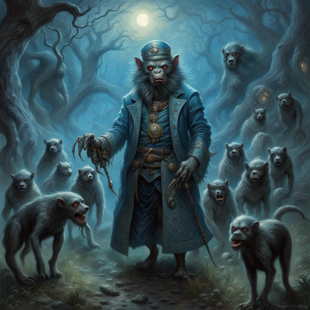 Horrific Monkey God in Ethereal Fantasy Style